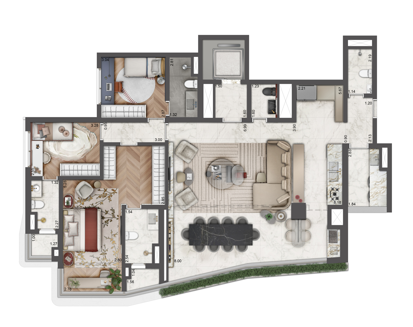 Le Six Residences – 3 Dormitórios